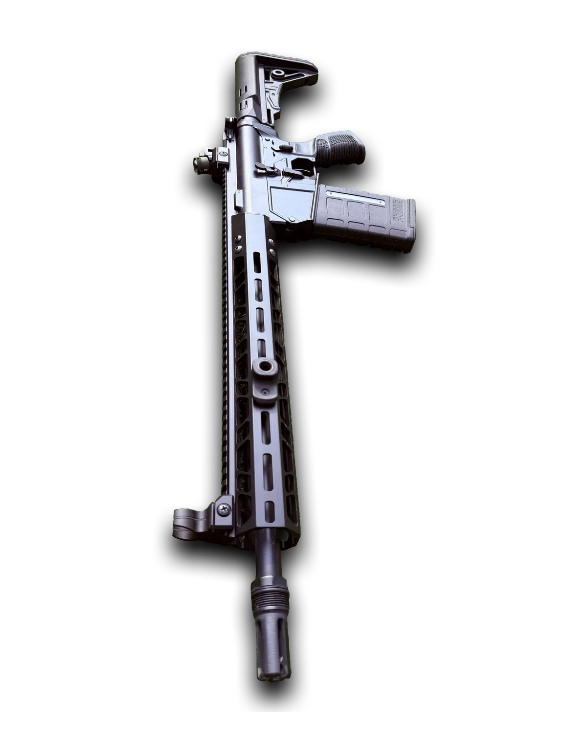 Maverick-26 Assault Rifle, three-quarter view from the muzzle