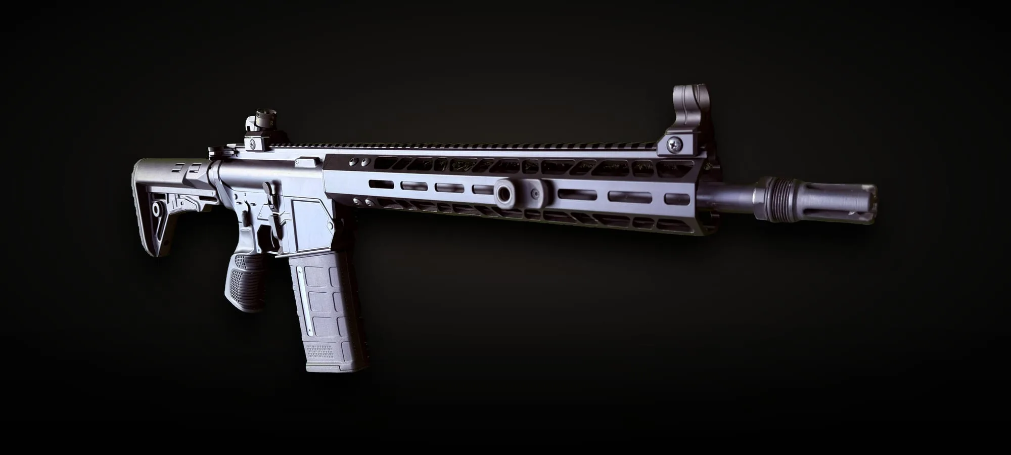 Maverick-26 Assault Rifle from the muzzle end