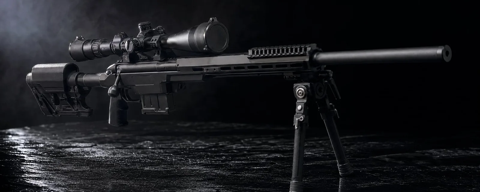 Suddad Sniper Rifle, right side, with scope and bipod